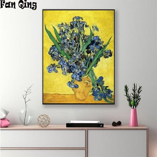 5D DIY Diamond Painting Iris flowers in a vase Diamond Mosaic Cross stitch full Square/round diamond Home Decor Picture