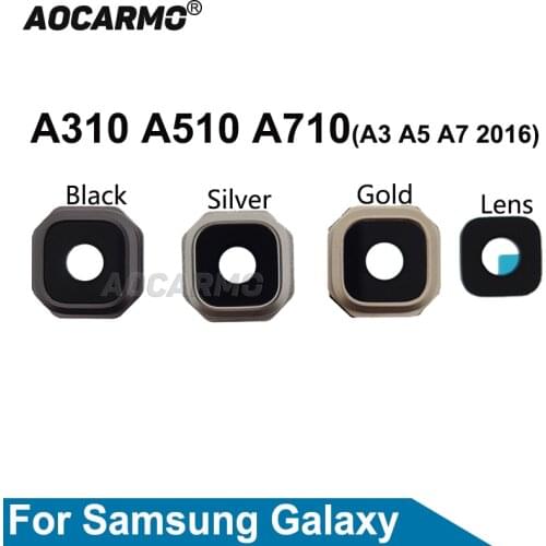 Aocarmo For Samsung Galaxy A510 A710 A310 A5 A7 A3 2016 Rear Back Camera Lens Glass Ring Cover Frame Adhesive Replacement Parts