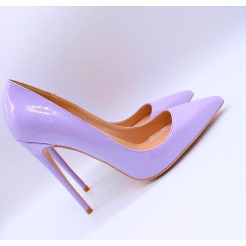 Free shipping fashion women Pumps lady Purple patent leather Pointy toe high heels shoes size33-43 12cm 10cm 8cm Stiletto heeled