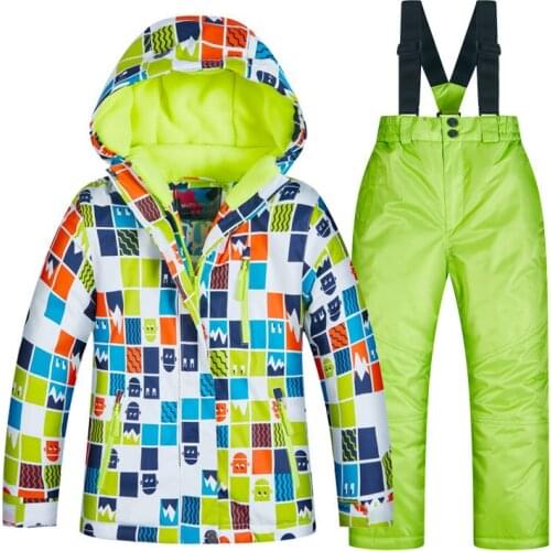 Children Windproof Waterproof Colorful Suits for Boy Snowboard Snow Jacket Pants Winter Clothes Sets conjunto de snowboard
