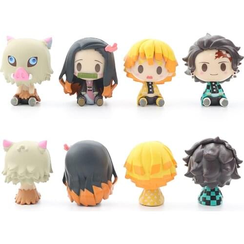 New Q Version Anime Action Figure Demon Slayer Kimetsu No Yaiba Dolls Tanjiro Nezuko Zenitsu Demon Slayer Kawaii Toys Kids Gifts