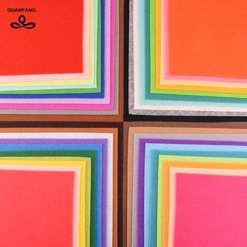 QUANFANG 1mm Thicknes 40pcs/lot 20x20cm Felt Fabric Nonwoven Polyester Cloth Home Decoration For Sewing Dolls&Crafts Mix