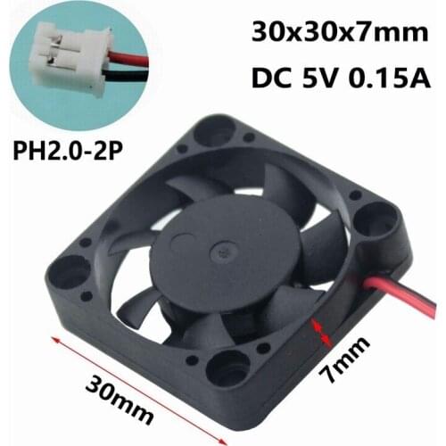 Gdstime 50 pcs DC 5V 3cm 30x30x7mm 30x7mm 2Pin 2.0 Mini Radiator Motor Brushless Cooler Cooling Fan 30mm x 7mm 3007 Sleeve