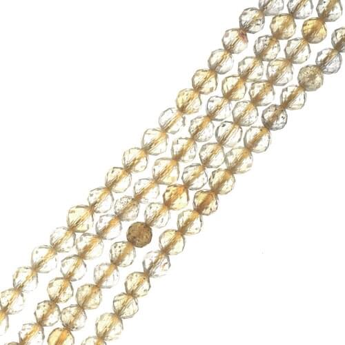 Faceted 3-2mm Transparent Gold Rutilated Crystal Loose Beads 15inch Making Diy Bracelets Necklace Statement Women Gifts H546