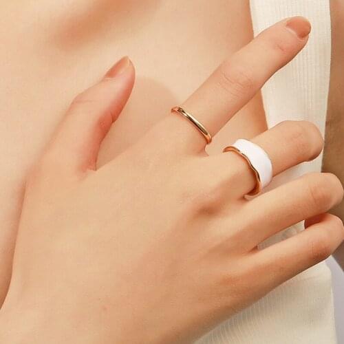 2Pcs/Set Irregular Rings Drip Glaze Geometric Round Opening Rings Women Well-designed Finger Rings Elegant Fashion Jewelry