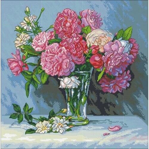 TOP Beautiful vase flowers patterns Counted Cross Stitch 11CT 14CT 18CT DIY Cross Stitch Kits Embroidery Needlework Sets