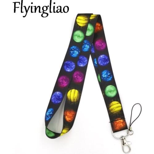 Colorful Moon Space Keychain Lanyards Id Badge Holder ID Card Pass Gym Mobile Phone Badge Holder Key Strap Webbings Ribbons Gift