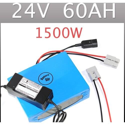 24v 60ah lithium battery electric bike super power 1500W lithium ion pack + charger + BMS , Free customs duty