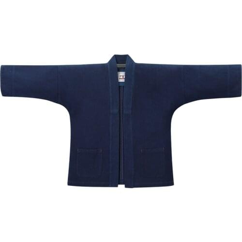 2021 New Mens Japanese Vintage Drawstring With Two Pockets Jacket Soft Cotton Plant Blue Dye Indigo Outswear Medium Sleeves