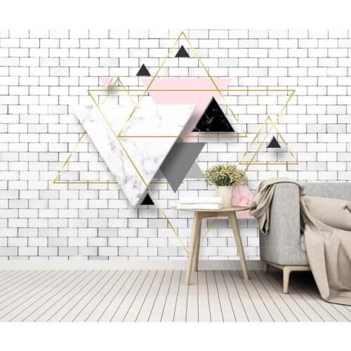 Nordic 3D Wallpaper Murals Brick Abstract Geometric Triangel Canvas Print Wall Paper Roll Contact Paper Custom Photo Wallpaper