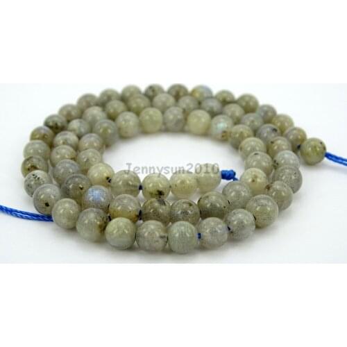 Natural Labradorite Gems Stones 6mm Smooth Round Spacer Loose Beads 15'' Strand for Jewelry Making Crafts 5 Strands/Pack