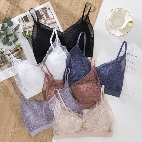 Wholesale Women Lace Wirefree Bra Sexy Backless Vest Thin Cup Bras Lingerie Comfort Bralette Padded Brassiere Seamless Girls Und