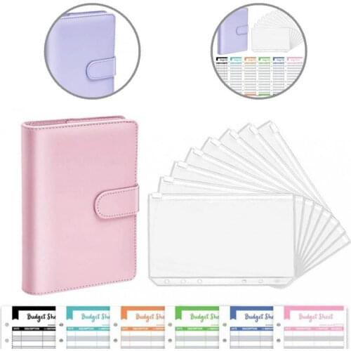 Widely Use Faux Leather Portable 6 Rings Smooth Zipper Cash Money Organizer for Student