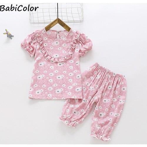 Girls Pajamas Set Summer Short Sleeve Childrens Sleepwear Set cotton Pajamas Boy Pyjamas Sets for Kids Home Wear Clothing