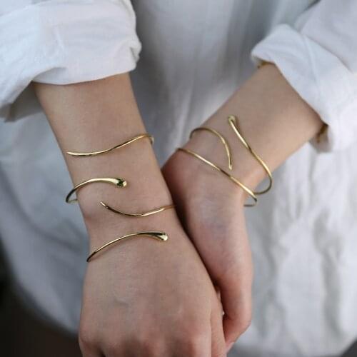 Adjusted open cuff bangle for women multi wrap green eye snake bangle