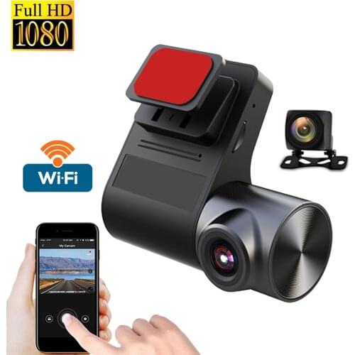 Dual Lens Mini Hidden Car DVR Wifi Camera Video Recorder FHD 1080P Dash Cam G-Sensor Night Vision Balck Box + 720P Rear Dashcam