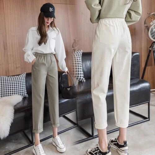 2020 Summer Harlem Pants Women Thin High Waist Straight Overalls Loose Black Pants High Waist Harem Pants Women Pantalon Femme