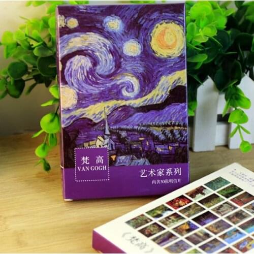 60pcs/lot "The series of artists - oil painting Post Cards" Van Goghs oil painting postcards Gift stationery Greeting Card