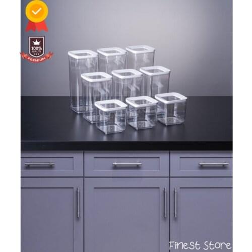 |9 Pc| High Quality Glass jars With Lid Storage In The Kitchen Organize And Storage Container Food Set Organizer Kitchen Tools