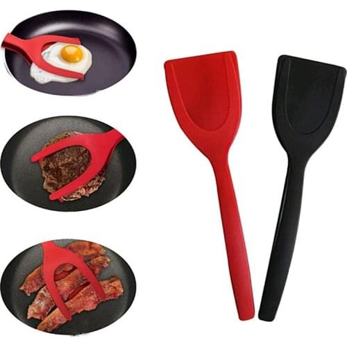Non-Stick 2 in 1 Fried Egg Spatula Pancake French Toast Omelet Flipper Spatula Turner Bread Tongs Kitchen Utensils Cooking Tool