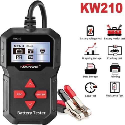 KONNWEI KW210 Automatic Smart 12V Car Battery Tester Auto Battery Analyzer 100 to 2000CCA Cranking Car Battery Tester