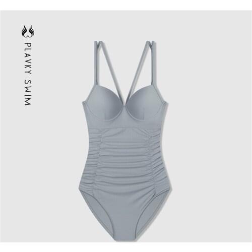 Push Up Shirring One Piece Swimsuit Women Sexy Underwire Swimwear Swim Beach Wear Bathing Suit 2021 Monokini Bodysuit Trikini
