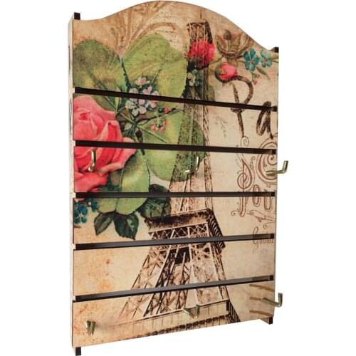 Wooden Key Holder Wall Mount 6 Hanger Hook Creative Home Decoration Gift Organization Paris