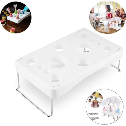 Cake Nozzle Icing Bag Holder Tray Stand 8-Hole Fondant Pastry Decorating Bag Tube Holder Shelf Tool Accessories Cream Work Table
