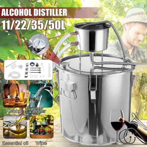 11L/22L/35L/50L Distiller Alambic Moonshine Alcohol Still Stainless Steel DIY Home Brew Water Wine Essential Oil Brewing Kit