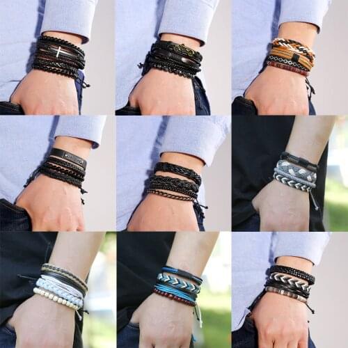 Eif Dock Variety of Bohemia Bracelets & Bangles Women and Men Multilayer Leather Bracelets Jewelry Vintage Sport Gifts Dropship