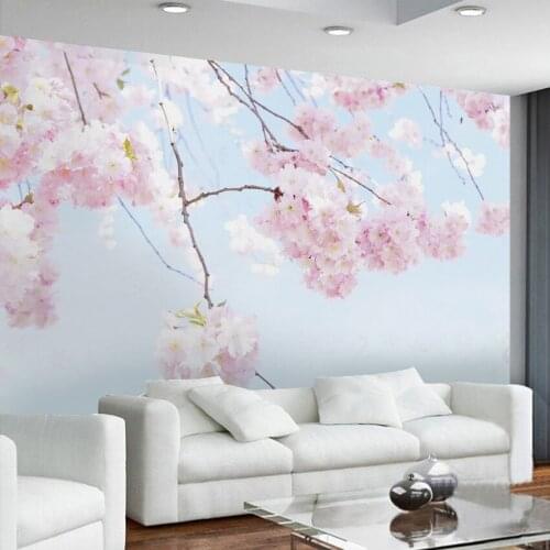 Custom Photo Wallpaper Cherry Blossom Beautiful Floral Wall Mural Backdrop Living Room 3D Room Landscape Wall Papers Home Decor