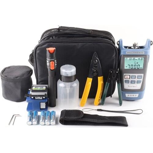 FTTH Fiber OptiFTTH Fiber Opticc Tool Kit with FC-6S fiber optic cleaver Power Meter Visual Fault Locator Fiber Stripping Pliers