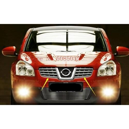 For Nissan Qashqai Dualis J10 2007 2008 2009 Chrome Front Grille Cover Center Mesh Insert Trim Molding Garnish Frame Accent