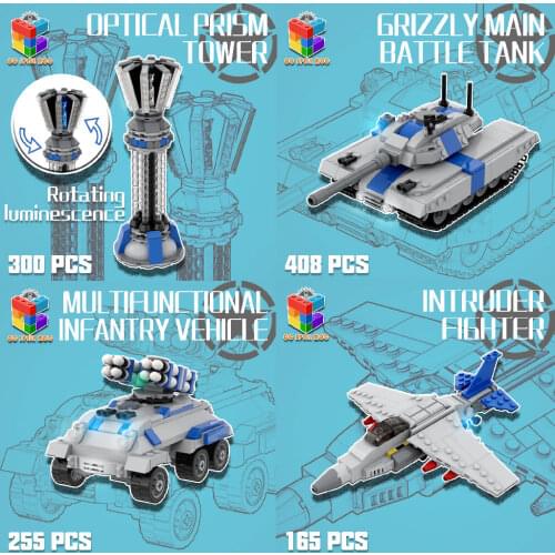 MOC Red Military Assembled Building Blocks Set Allied Light Tank WW2 Weapon Creator Army Model Soldiers Kids Toys