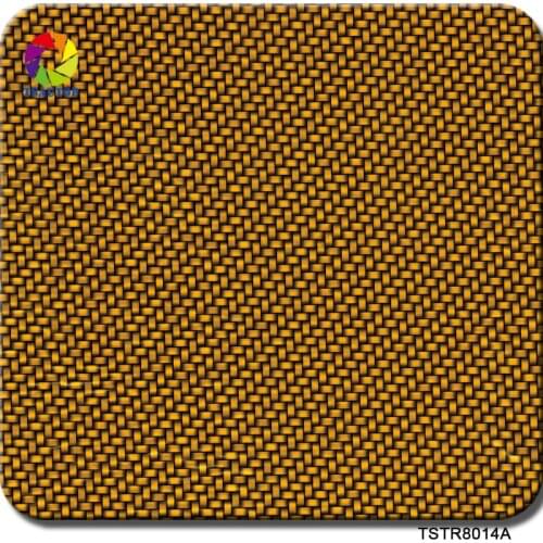 ROYAL TSAUTOP Size 1m x 10m water transfer printing film transfer yellow carbon fiber hydro dipping film For CAR parts WDF8014