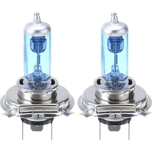 2pcs 12V 60/55W H4 Light Diamond Vision 5000K Super White Auto Headlight Lamp Blue Glass