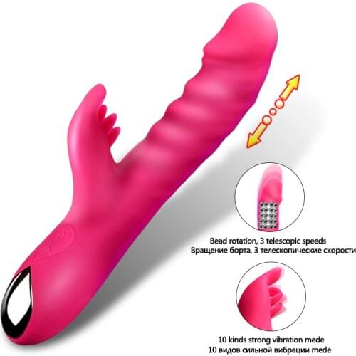 Silicone 10 Speed Vibration Body Massager Telescopic Magic Wand Massager USB Charge Massage Stick Vibr ator Adult Toys for Women
