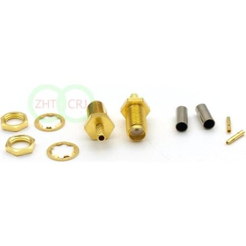 100PCS copper SMA Female Crimp Connector for Coaxial RG174 RG178 RG316 LMR100 Cable