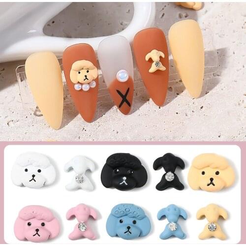 New Nail Art Accessories Pink Cute Cartoon Teddy Dog Nail Art Diamond Fashion Lovely Resin 3D Nail Art Decorations
