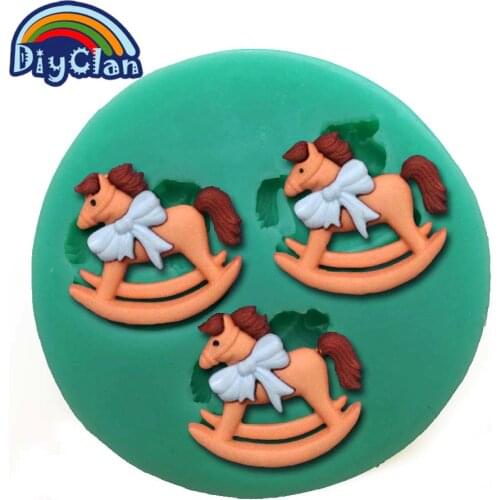 New cartoon hobbyhorse silicone molds for cake decorating fondant cake form chocolate mould cake tools kitchen baking F0090MM35