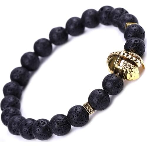 Natural Lava Plated Helmet Beaded Bracelets Men Female Jewelry Couples Women Gifts SHOW NICE
