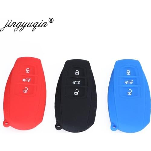 Jingyuqin Rubber 3 Button Keyless Entry Smart Key Case Silicone Cover For Vw Touareg Car Styling L2032