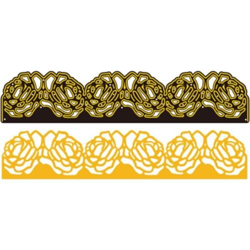 Rose Flower Border Metal Cutting Dies Stencil for DIY Scrapbooking Album Paper Card Decorative Craft Embossing Die Cuts 127*27mm