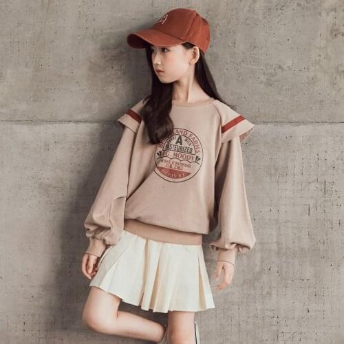 Kids Girls Long Sleeve Sweatshirt 10 12 years Ruffles Collar Clothing 2020 New Pullover Big Girls Tops