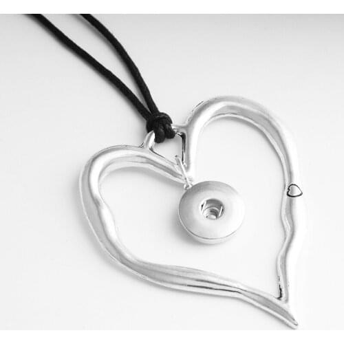 Vintage Silver LOVE 18mm snap button jewelry Necklace adjustable Sweater chain NC673