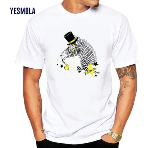 YESMOLA Fashion Mens T-shirt Cute Zebra Print Summer Casual Clothes Boys Tees 100% Cotton Clothing Unisex Round Neck Top