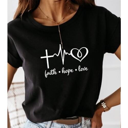 Faith Hope Love Funny T Shirt Women Top Summer Short Sleeve Tshirt Women O-neck Black Lives Matter Shirt White Tee Shirt Femme