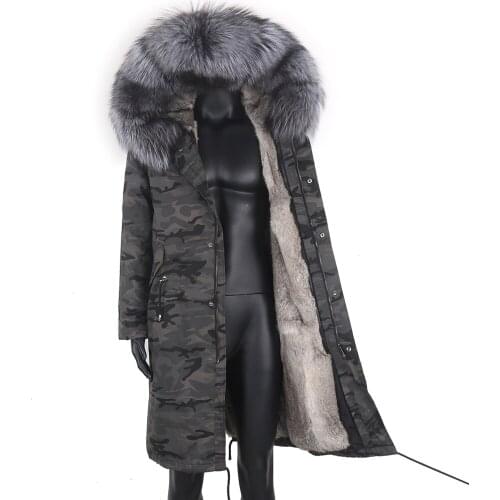 2021 Winter Mens Real Rabbit Fur Jacket Casual Male Outerwear Fox Fur Collar Warm Coats Fashion Man Clothing Plus Size 7XL