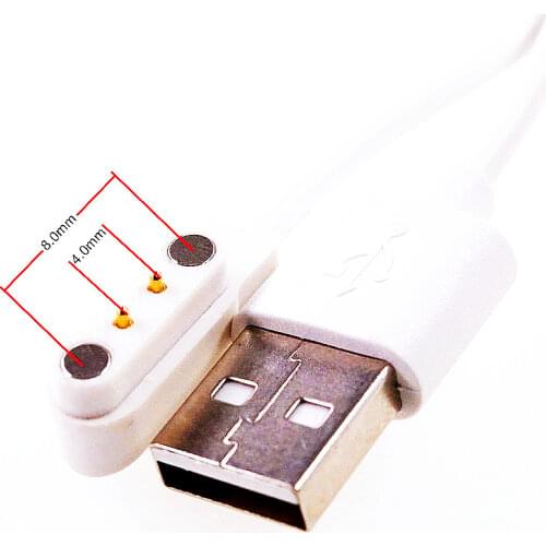 1 pcs Charging cable magnetic Pogo Pin Connector 2 Pin 4.0 mm Pitch Adapter USB A Connector Male 60 cm Length Magnet charge