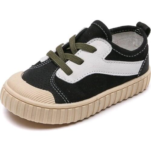 2021 Childrens Shoes Boys Color Matching Canvas Shoes Girls Baby Shoes White Shoes Fashion Student Anti-kick Shoes